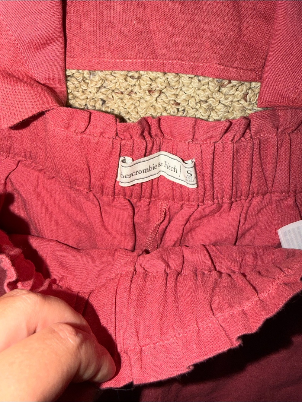 Abercrombie & Fitch Red Wide-Leg Linen-Blend Pants - Picture 6 of 6